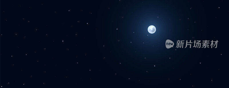 Night background with full moon on starry background